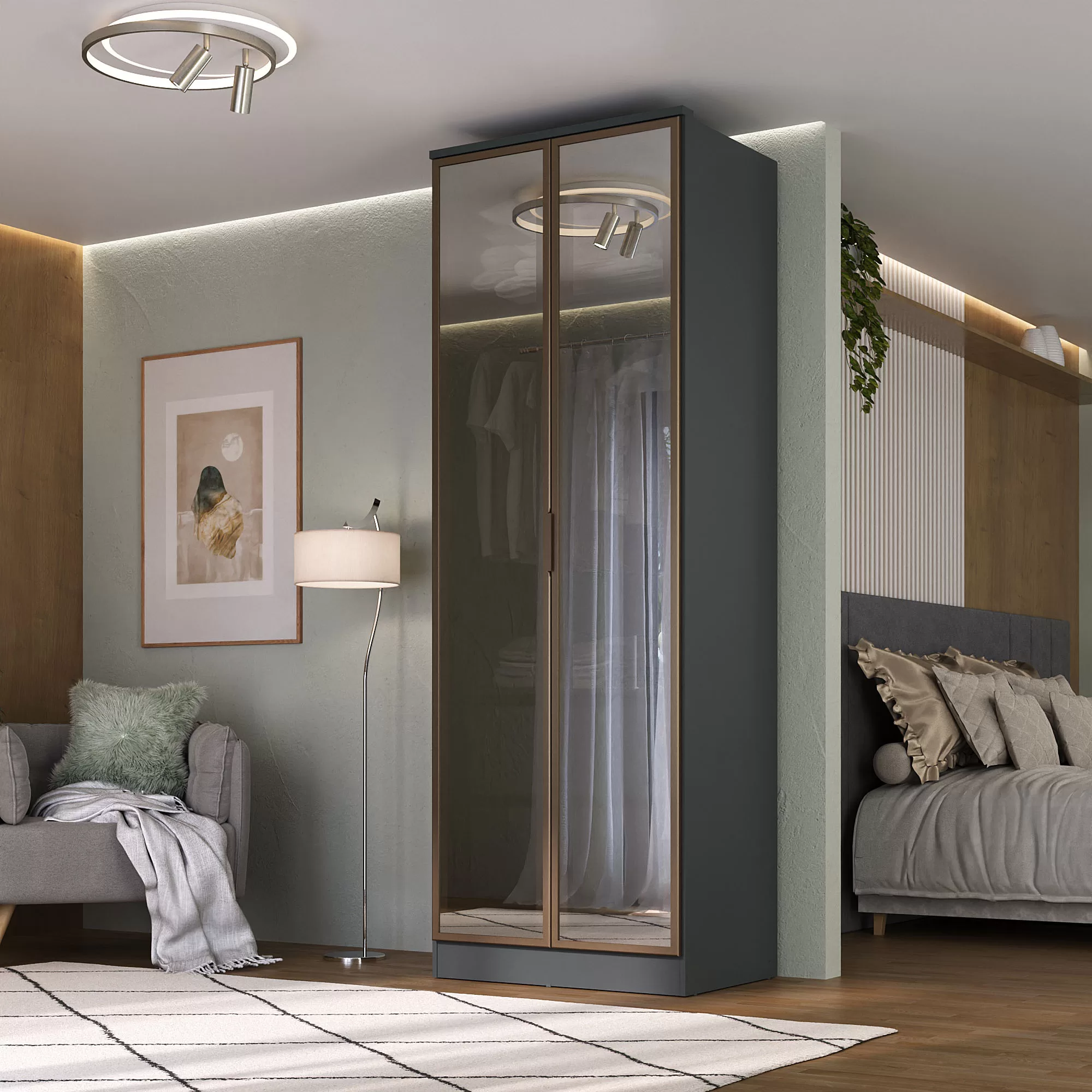 Roupeiro Ravi 2 Portas Reflecta - Imagem 2