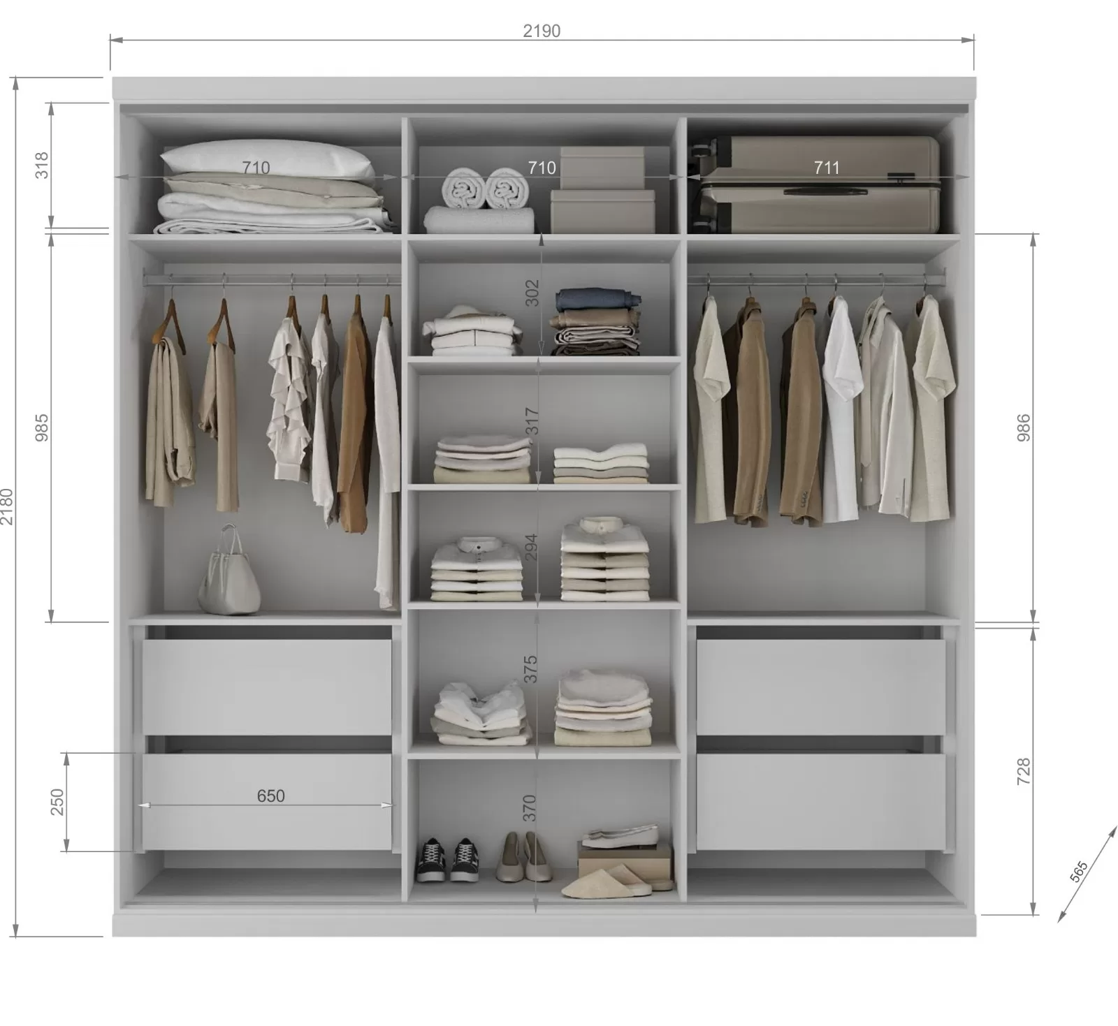 Roupeiro South 3 Portas - Imagem 7